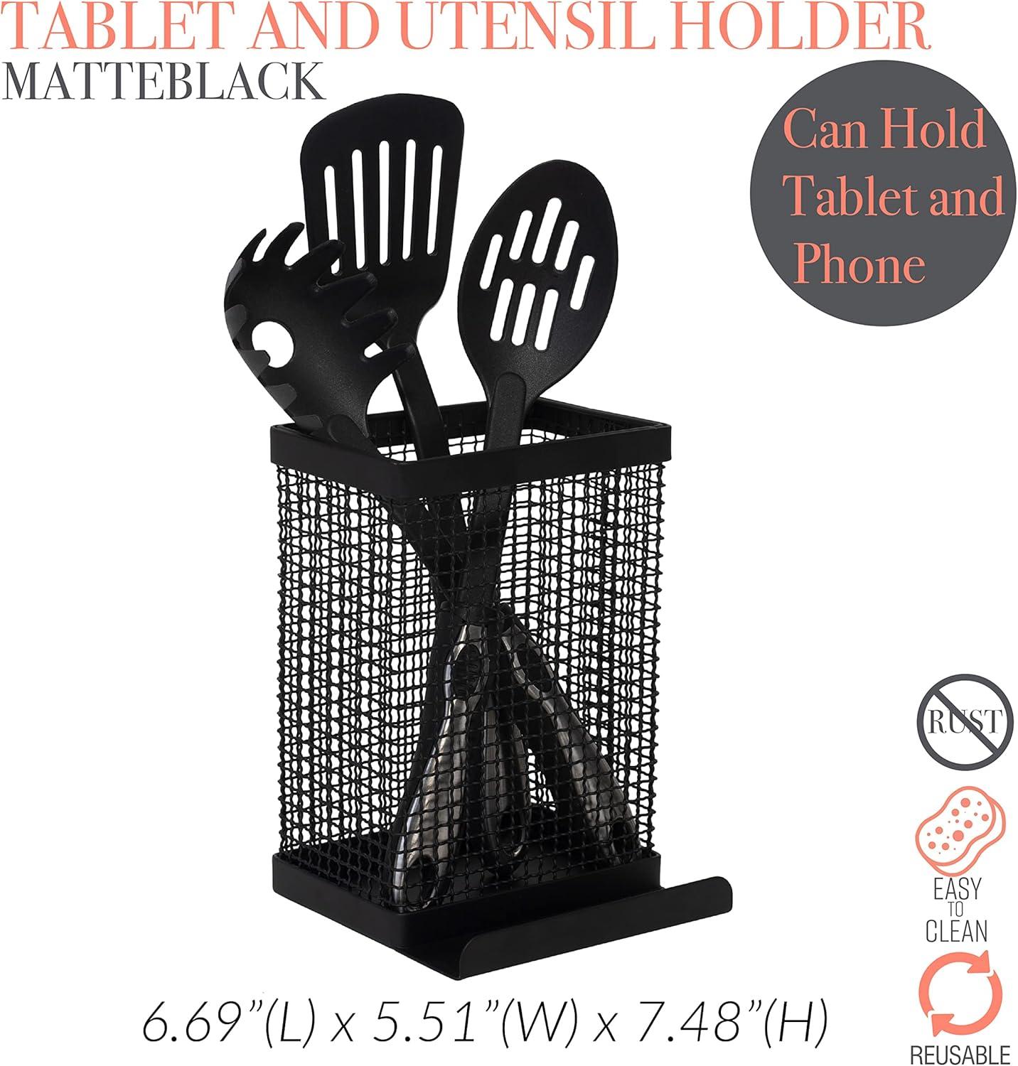 Kitchen Details Industrial Collection Tablet and Utensil Holder in Matte Black