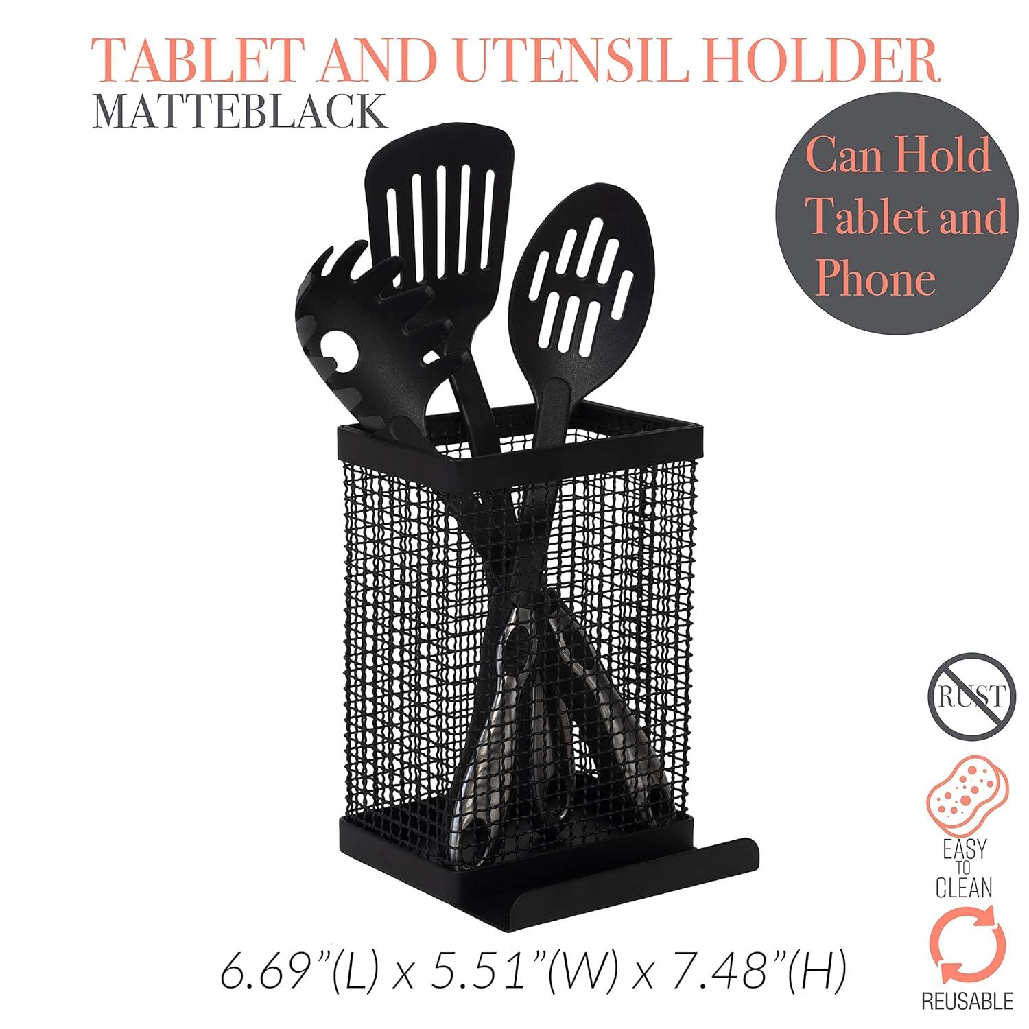 Kitchen Details Industrial Collection Tablet and Utensil Holder in Matte Black