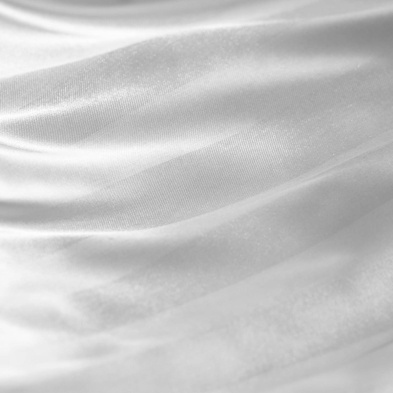 Brilliant White Satin Damask Twin XL Microfiber Sheet Set