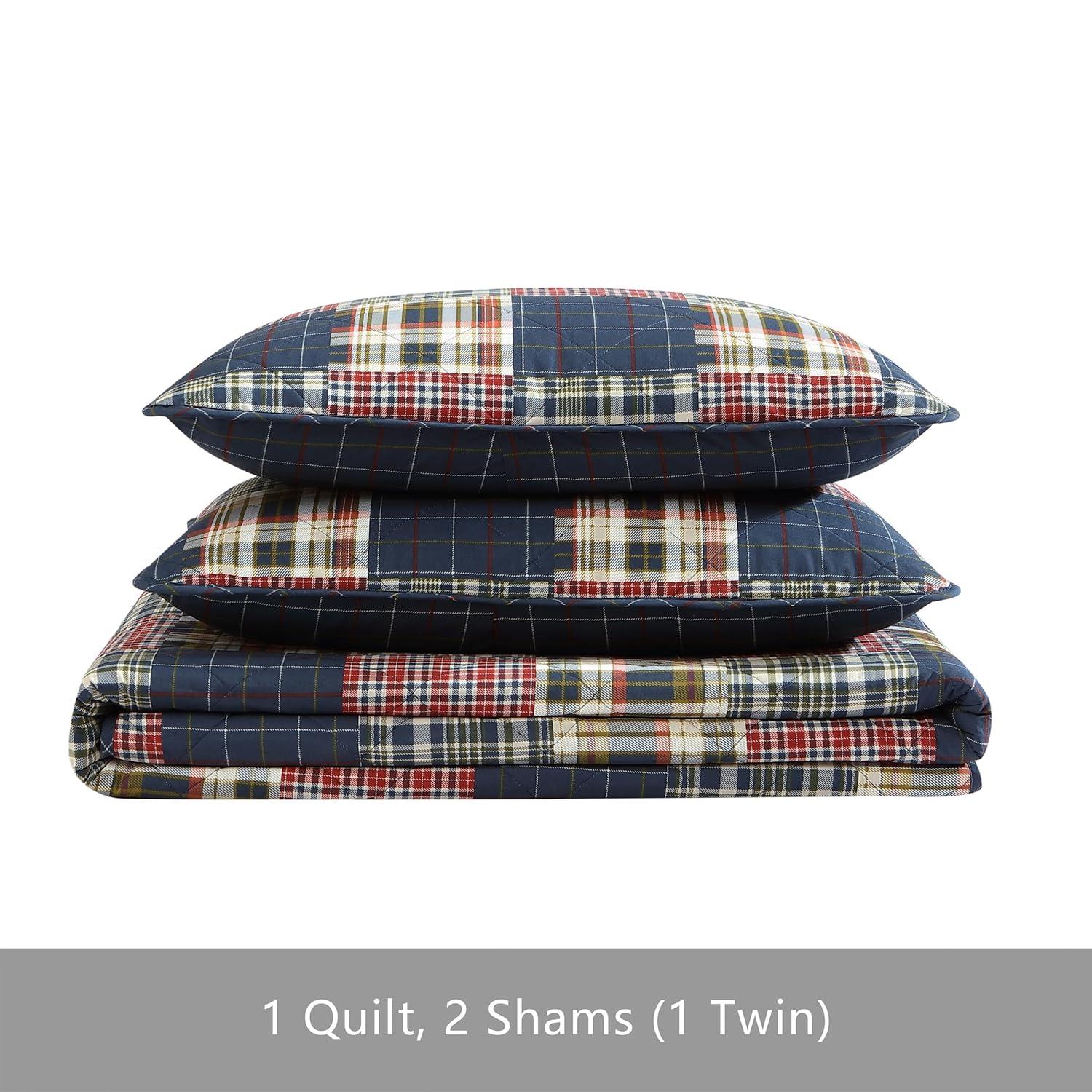 Eddie Bauer Eddie Bauer Madrona Blue Cotton Reversible Quilt Set