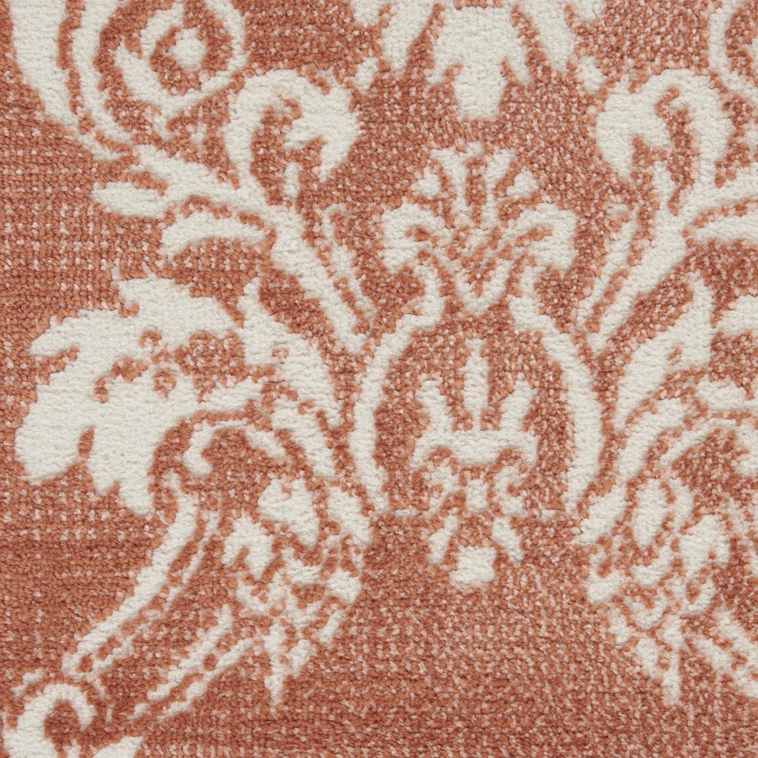 Brick Ivory Floral Damask 8' x 10' Easy-Care Synthetic Rug