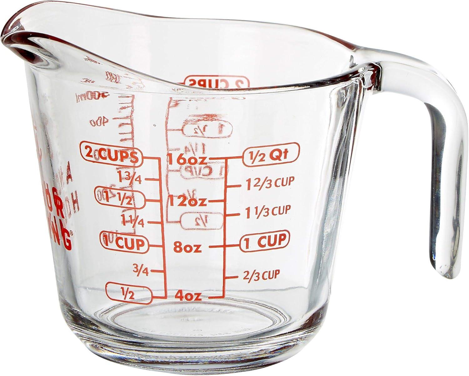 Anchor Hocking 16 Oz Clear Glass Measuring Cup with Red Markings