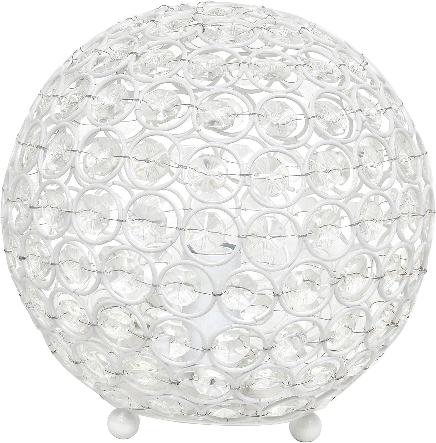 White Crystal Sequin Table Lamp for Kids Nursery