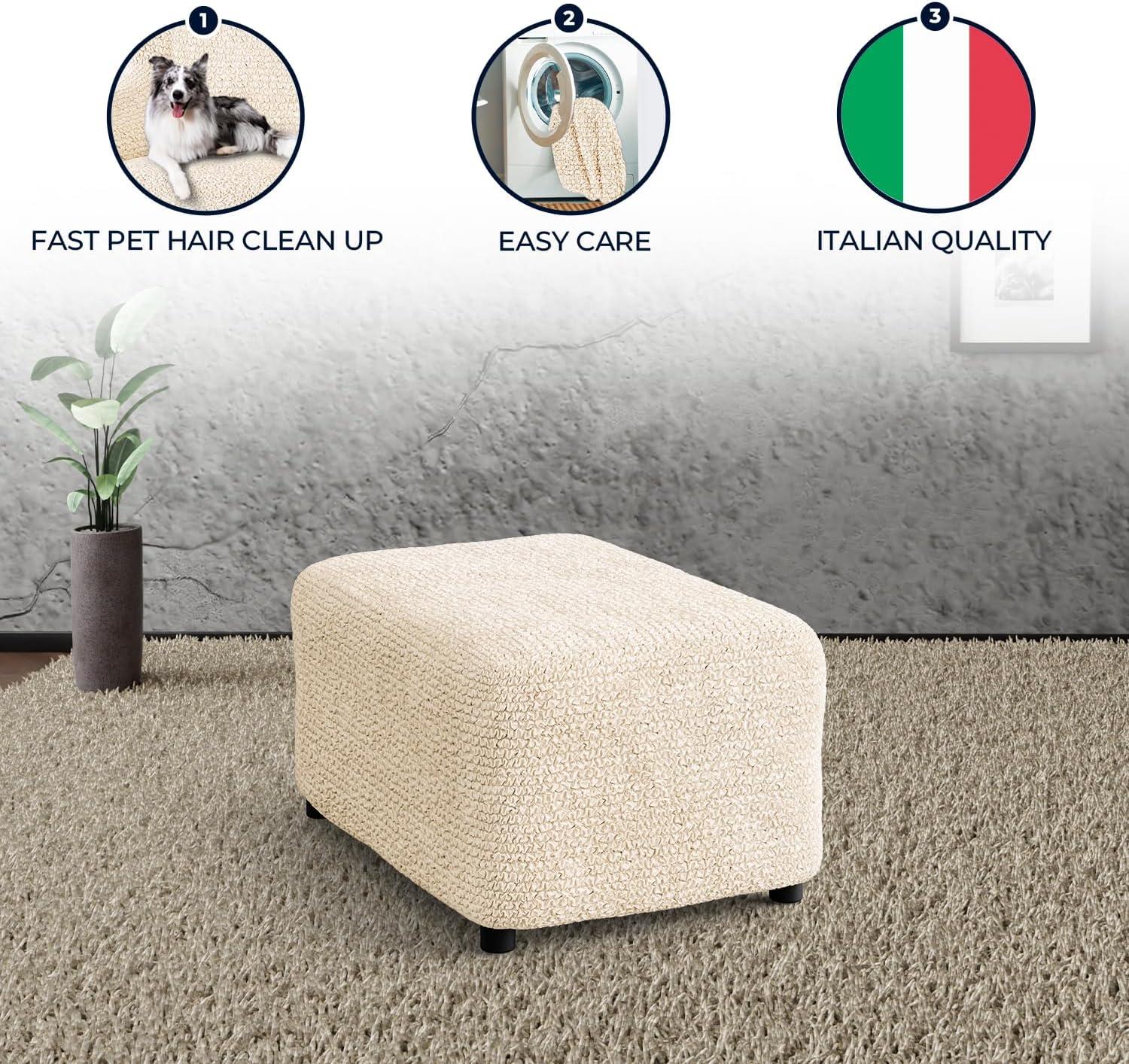 Stretchy Slipcover for Ottoman - Easy to Clean & Durable - Microfibra Collection