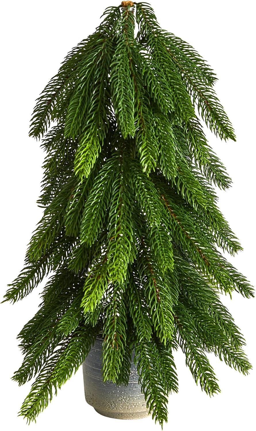 Nearly Natural 1.42-ft Pine Artificial Christmas Tree in Decorative Planter