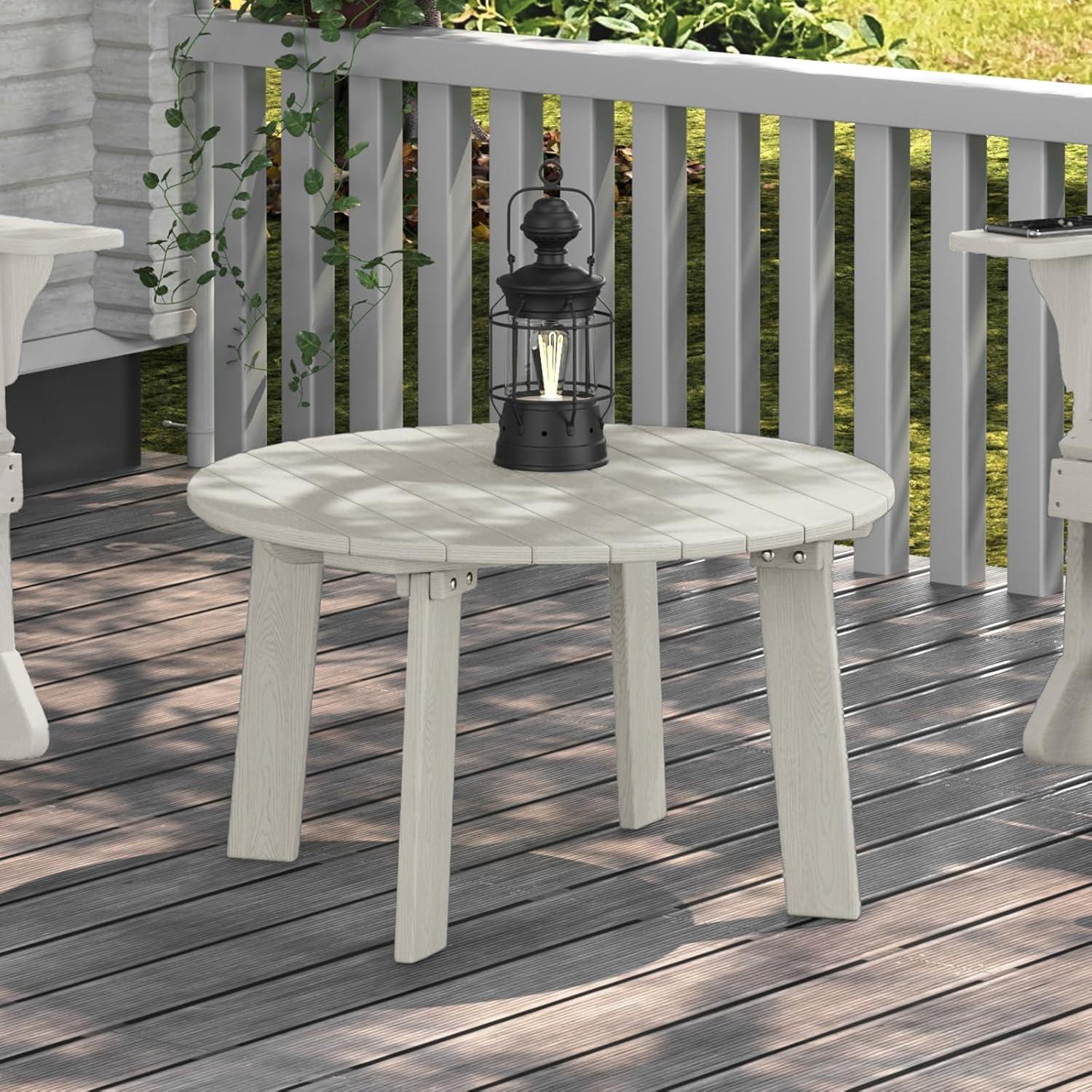 White Round Plastic Outdoor Adirondack Side Table