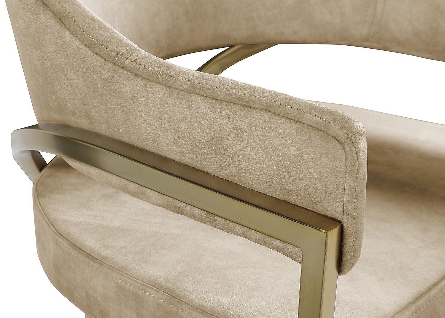 Meridian Furniture,Madelyn Beige Velvet Dining Chair, Set of 2