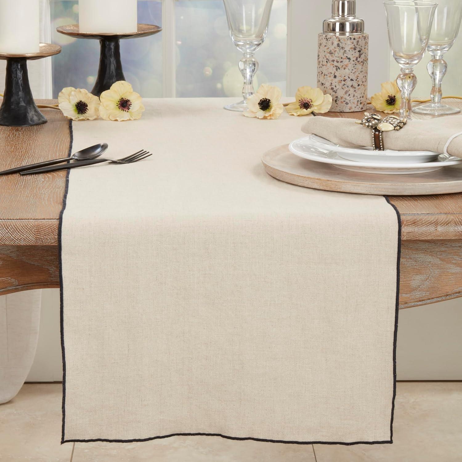 Saro Lifestyle Stonewashed Stitched Edge Table Runner