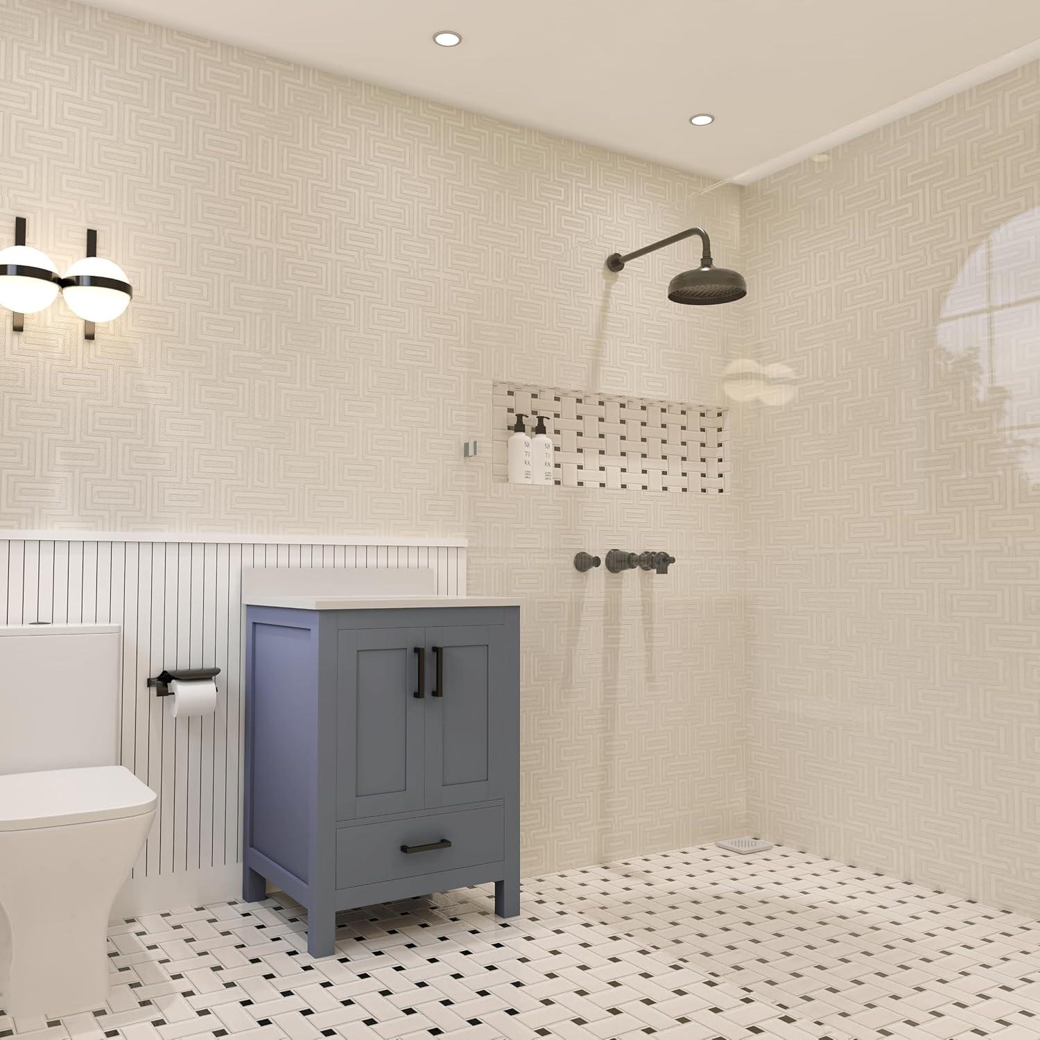 Ayna Decors Rooh 48'' Single Bathroom Vanity with White Quartz Top
