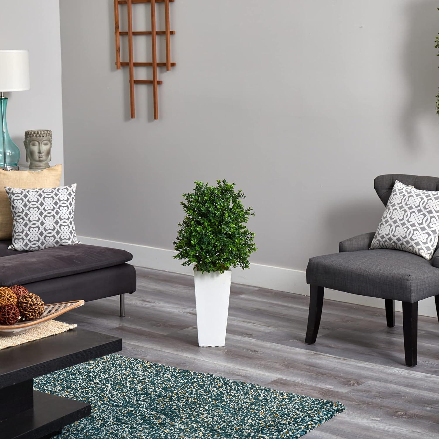 Primrue Sweet Grass Artificial Plant in White Tower Planter (Indoor/Outdoor)