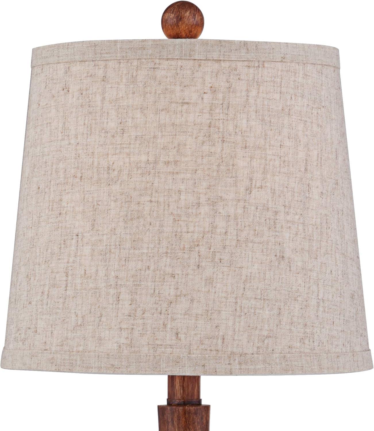 360 Lighting Fraiser 23 1/2" High Cone Small Mid Century Modern Accent Table Lamps Set of 2 Brown Wood Finish Living Room Bedroom Oatmeal Shade