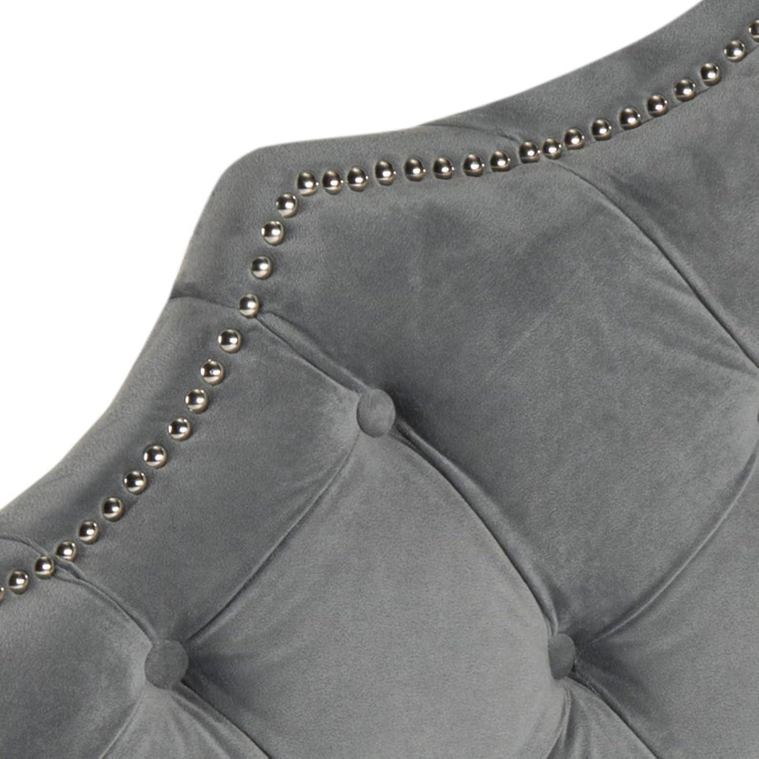 SAFAVIEH Arebelle Rustic Glam Tufted Headboard with Nail Heads, King, Chocolate