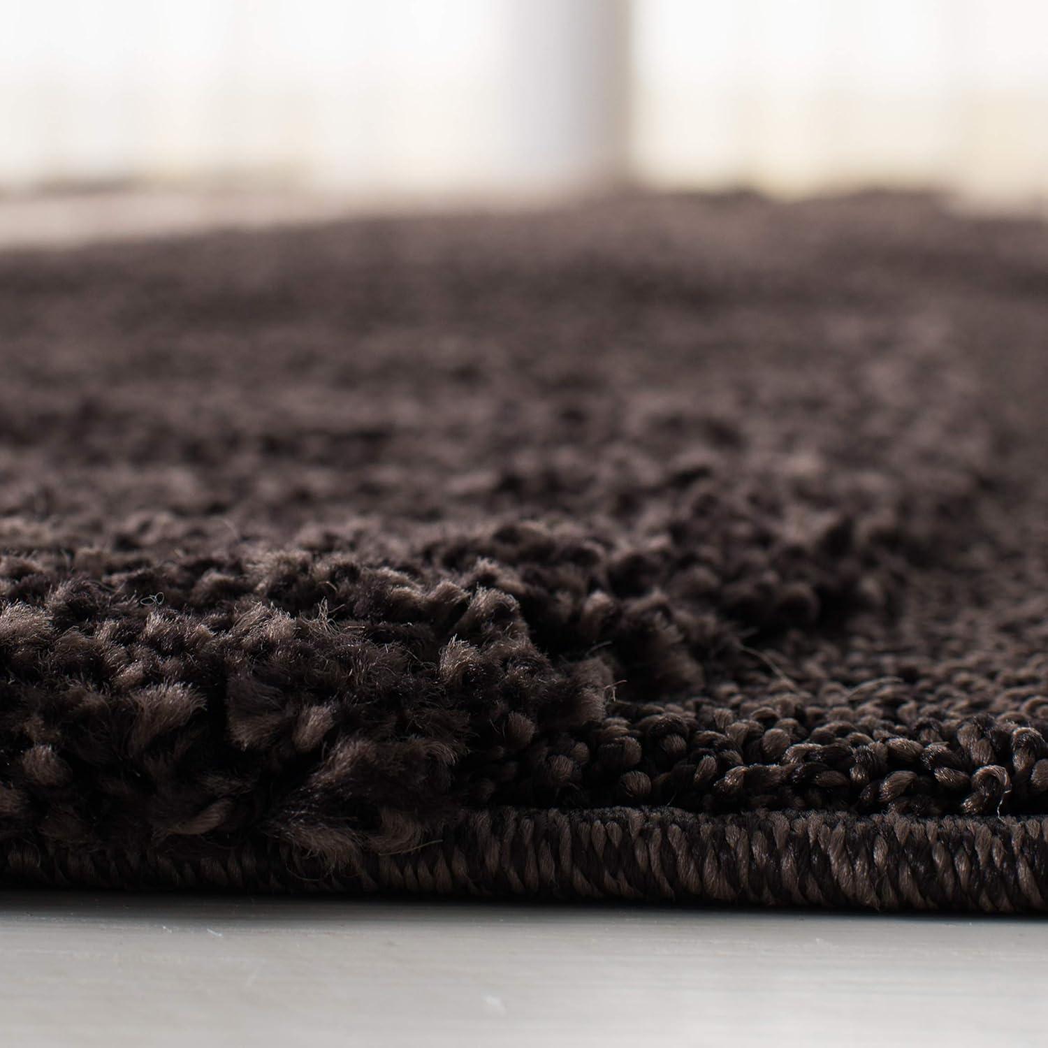 Florida Shag SG451 Power Loomed Indoor Area Rug - Dark Brown/Beige - 5'x5' Square - Safavieh