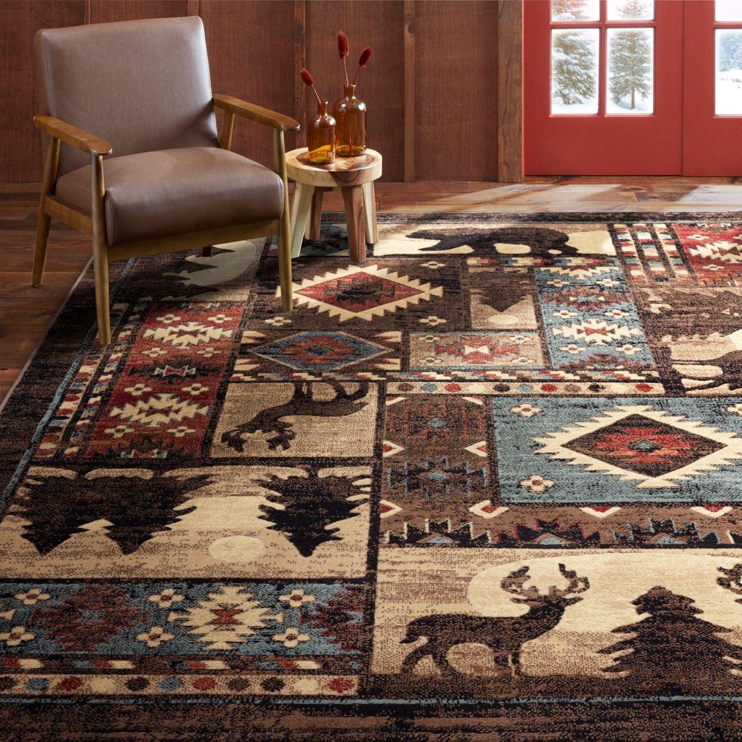 Rustic Red and Brown Wildlife 8' x 10' Area Rug