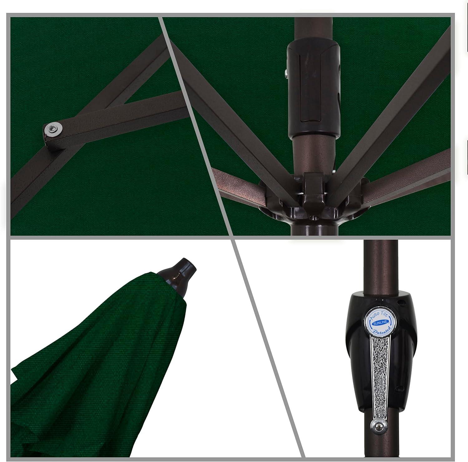 9 ft Hunter Green Aluminum Patio Umbrella with Auto Tilt