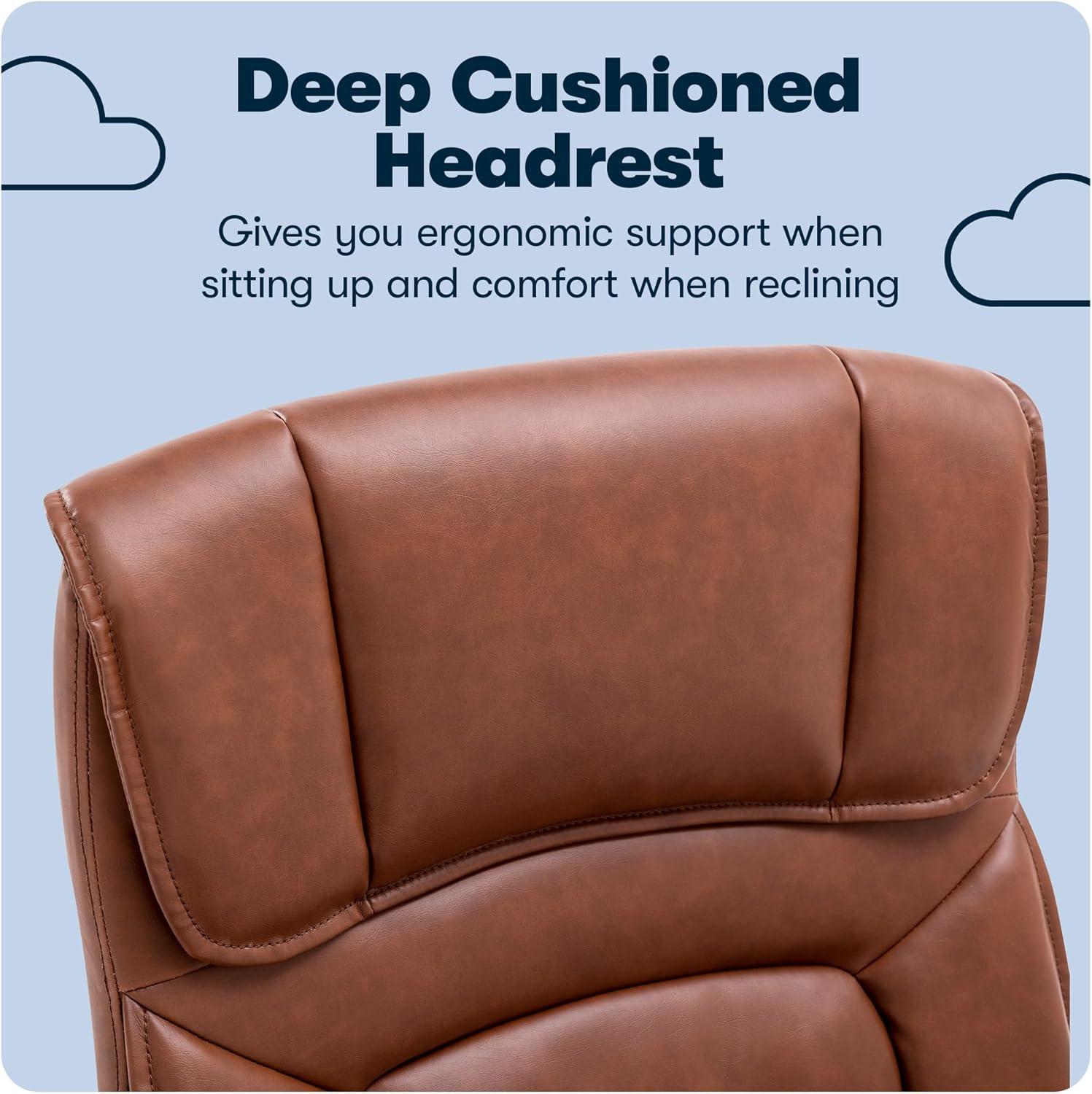 Style Hannah Office Chair Bonded Leather Comfort Cognac - Serta: Ergonomic Lumbar Support, Adjustable Height