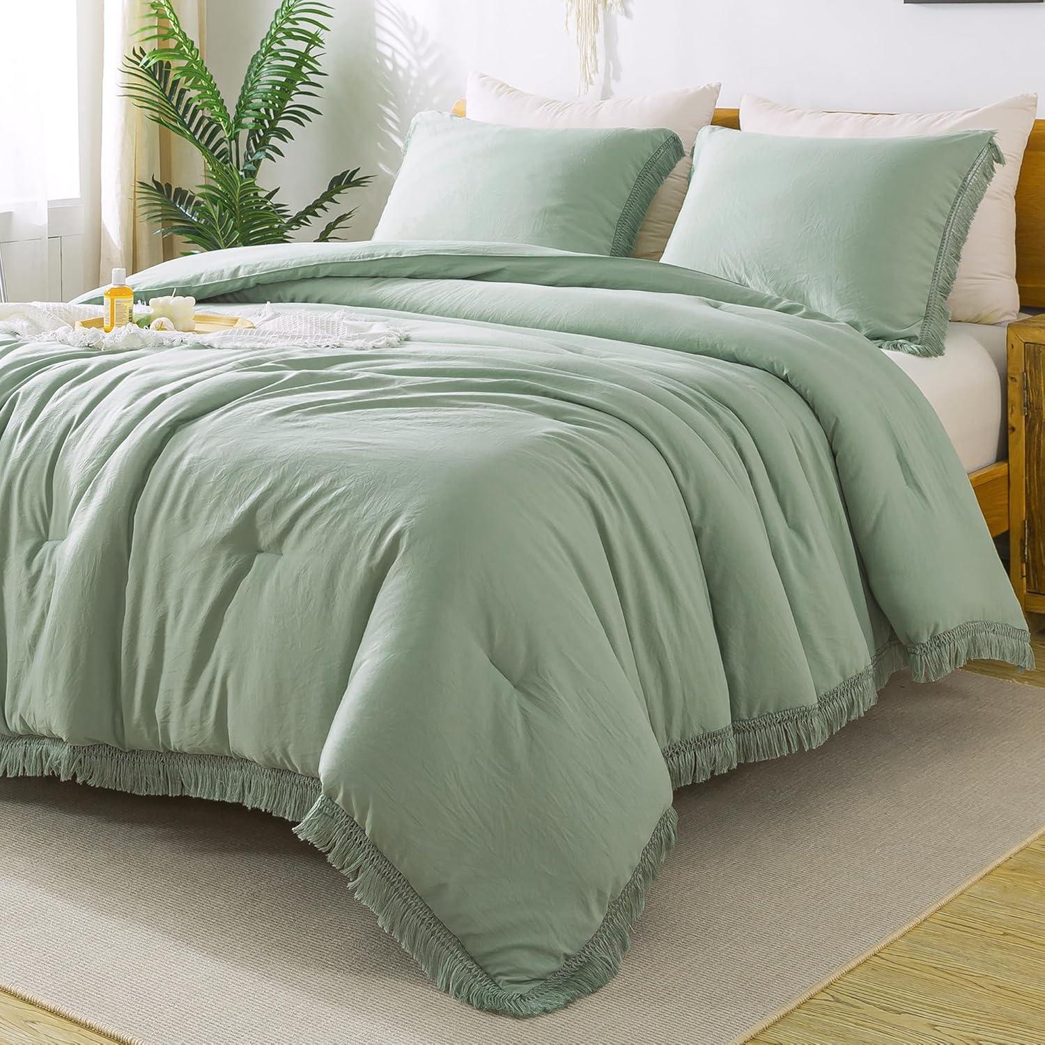 Solid Bedding Set Sage Green - 3 Piece - California King