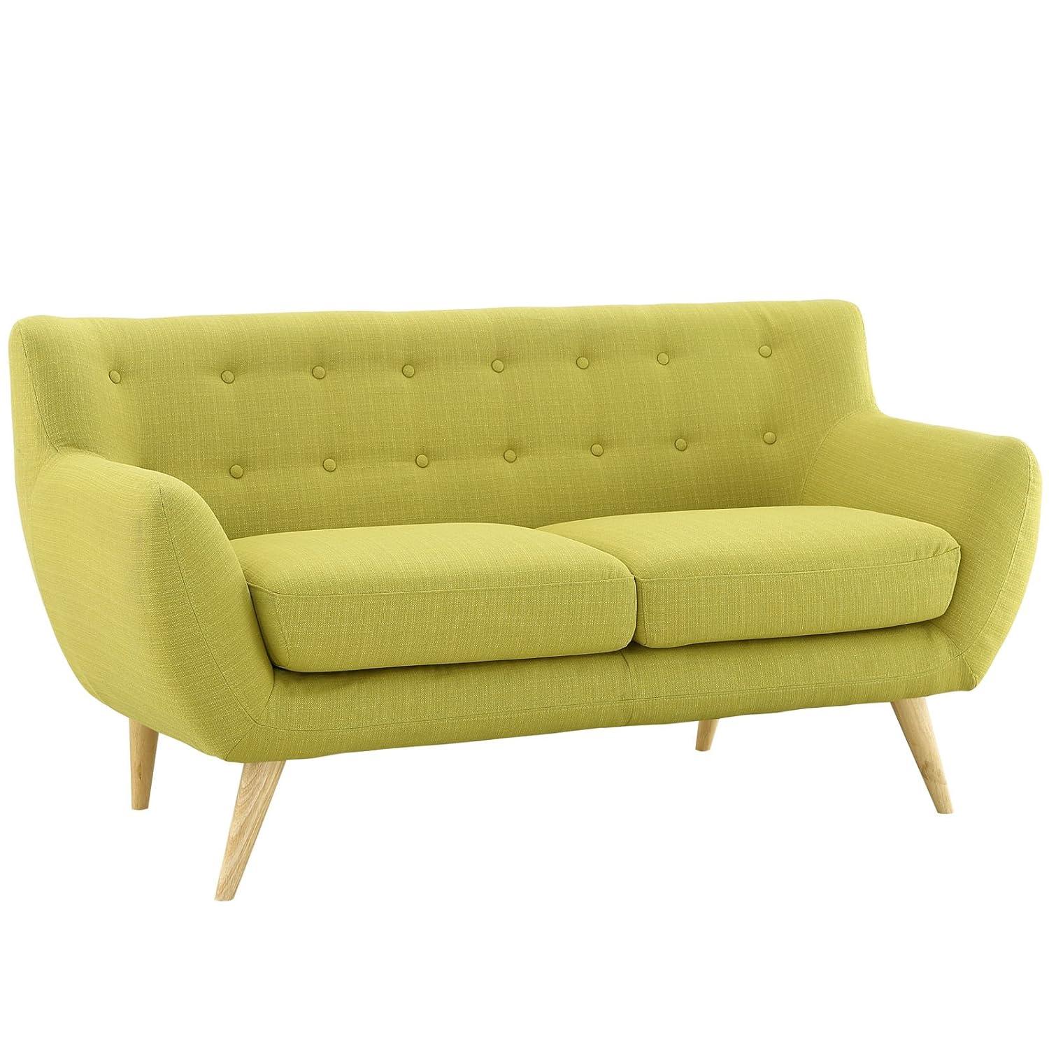 Modway Remark Modern Upholstered Fabric Loveseat in Wheatgrass Green