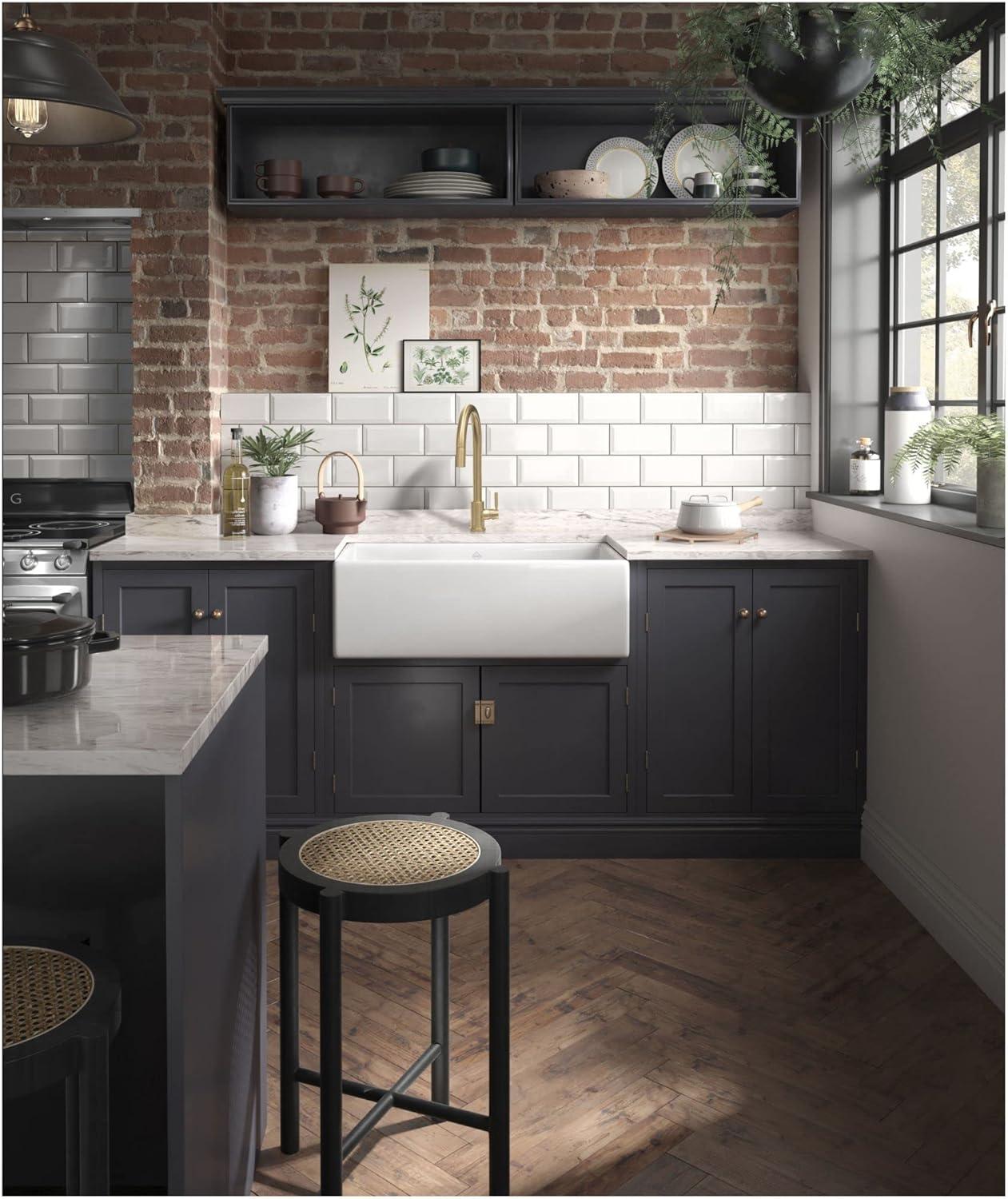 Shaws MS3318WH Shaker 33" Single Bowl Farmhouse Apron Front Fireclay Kitchen Sink