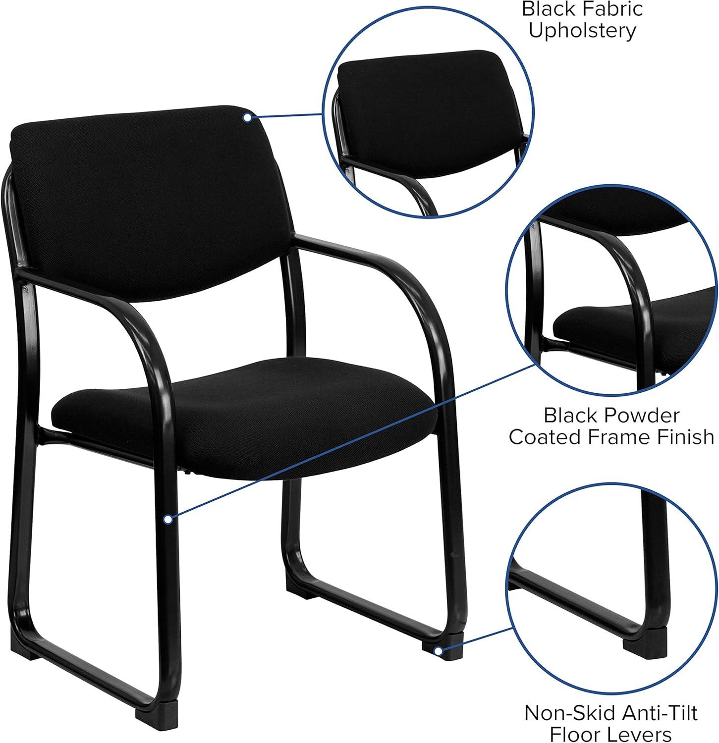 Elegant Black Fabric Executive Reception Chair with Sled Base