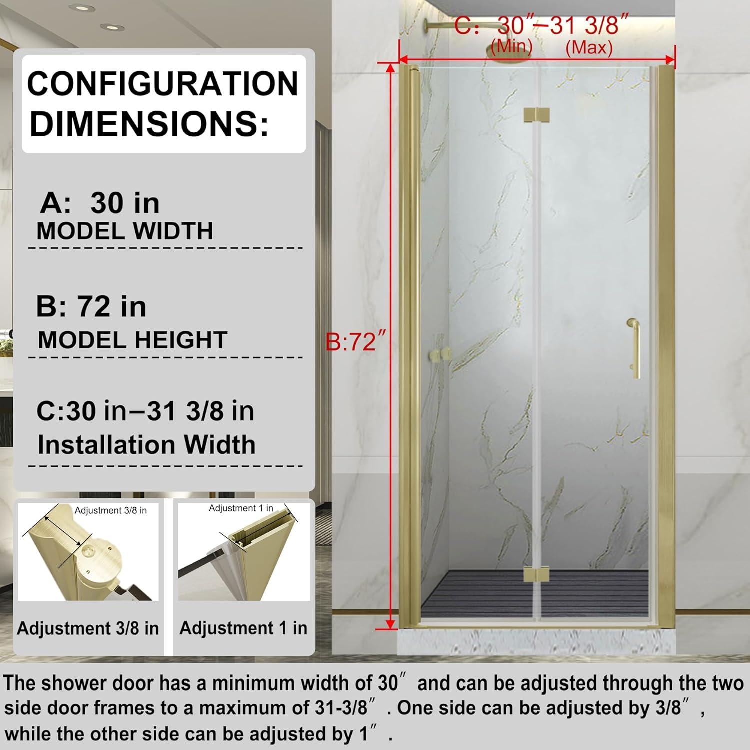 44-48 in.W x 72 in.H Semi-Frameless Sliding Shower Door Clear SGCC Tempered Glass.