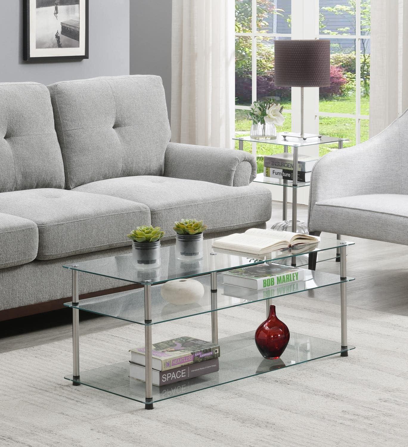 Designs2Go Classic Glass 3 Tier Coffee Table