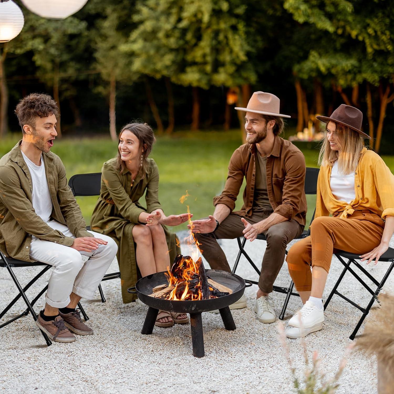 GARTOOO 10 Pack Plastic Folding Chair, Stackable Steel Frame Chairs,Portable Commercial Chair for Home, Office, Wedding, 550lbs Weight Capacity