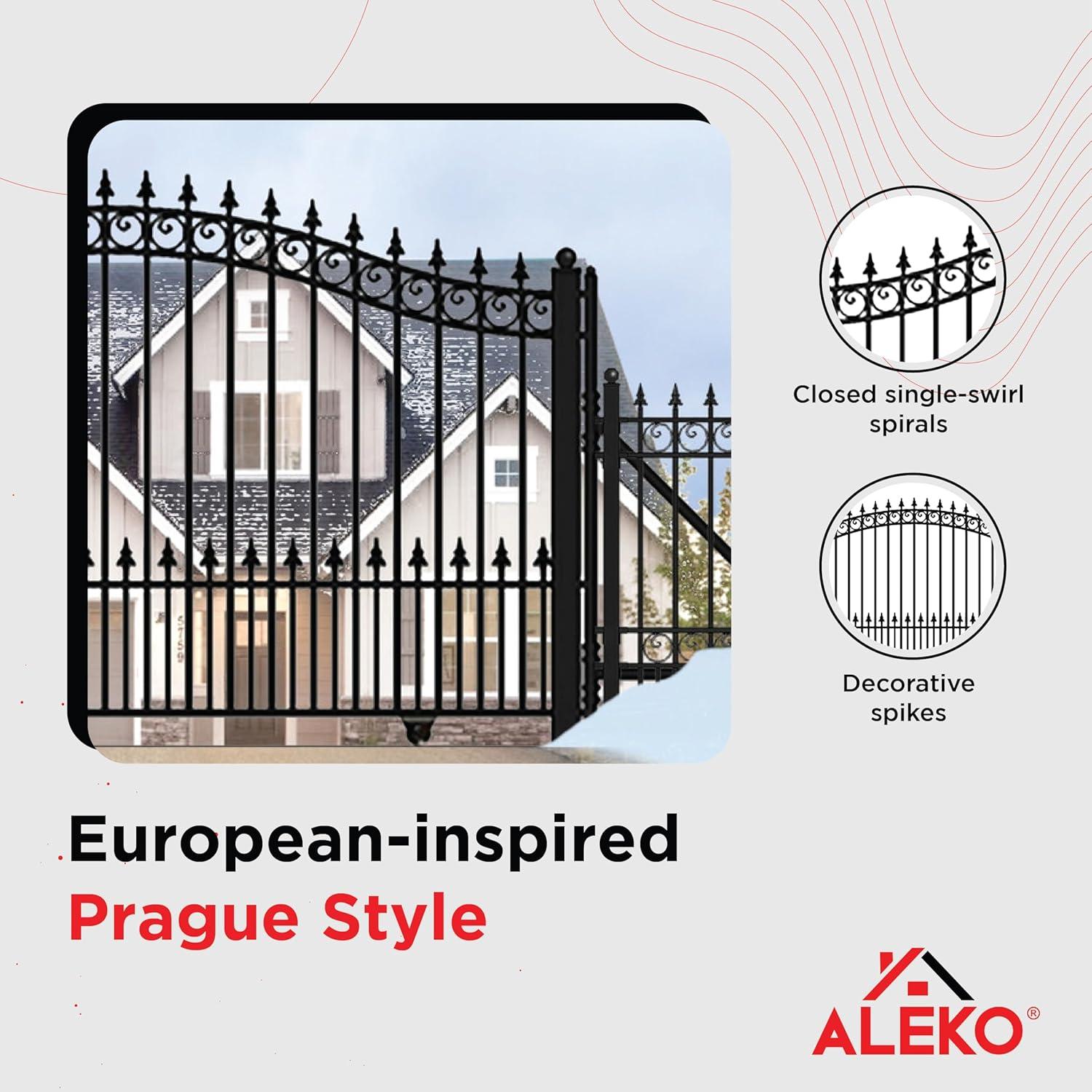 ALEKO Prague Style Ornamental Steel Single Sliding 12' Driveway Gate