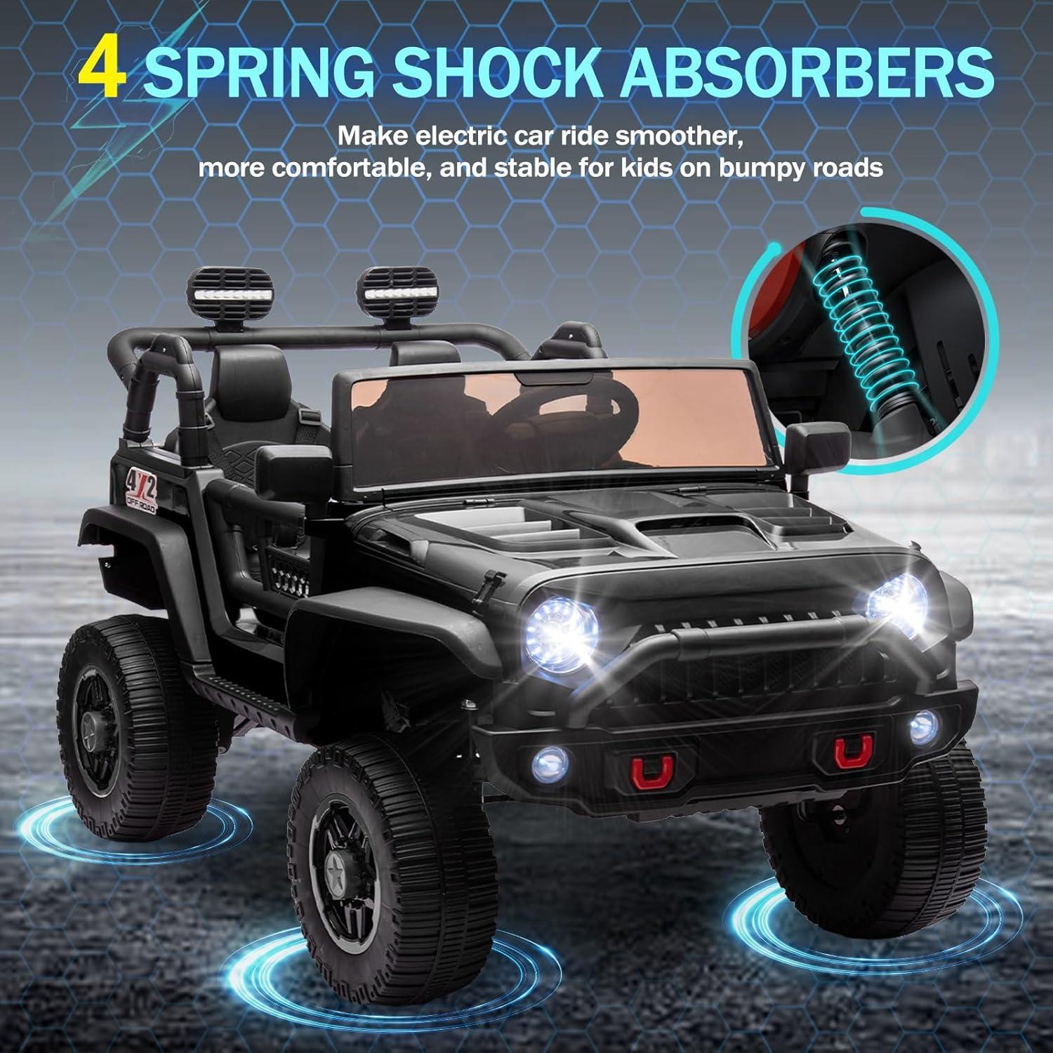 Ancheer 24V Real 2 Seater Ride On Toys Electric SUV Jeep Car With Remote Control,2WD/4WD Switchable, 4X100W Motor, Bluetooth, Music, USB, Lights