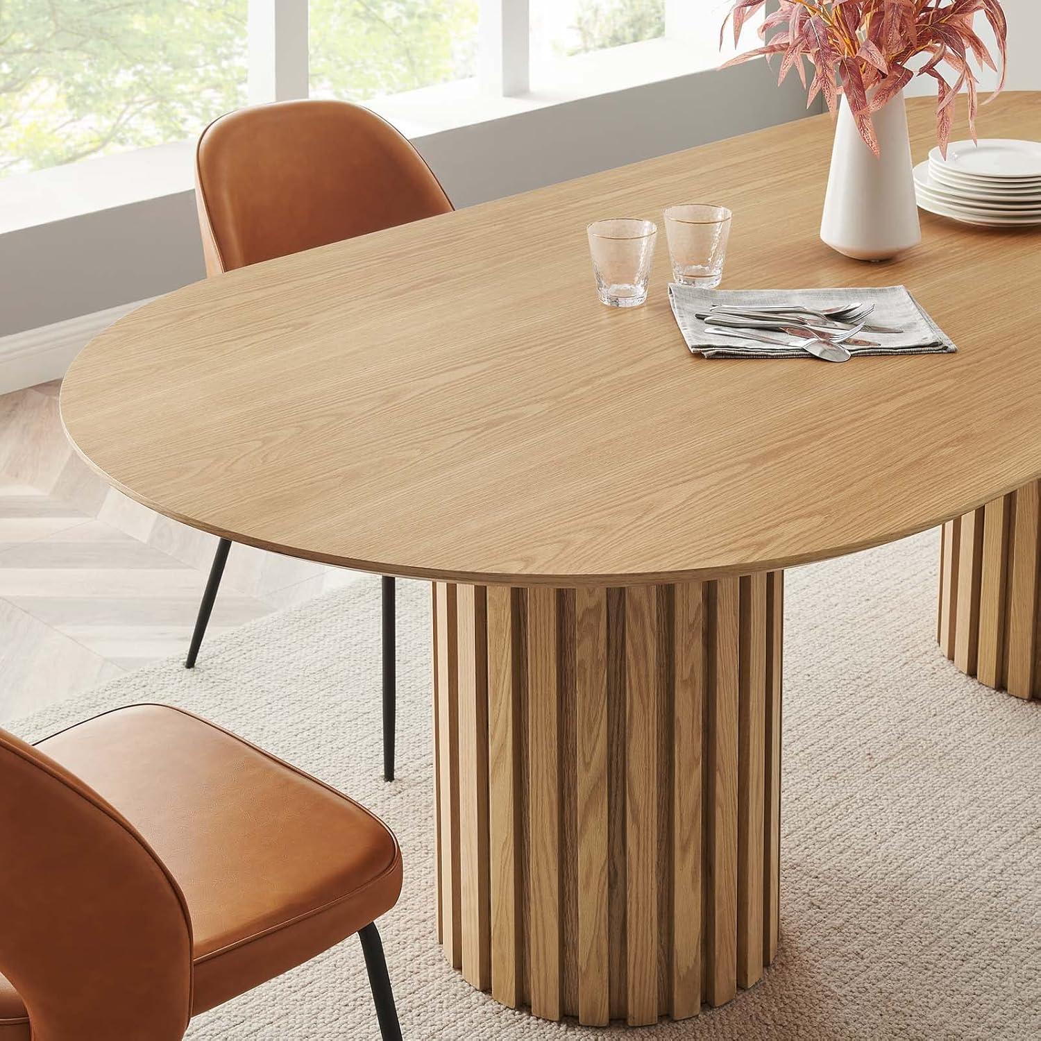 Senja 95" Oval Dining Table-EEI-6065-OAK-SET