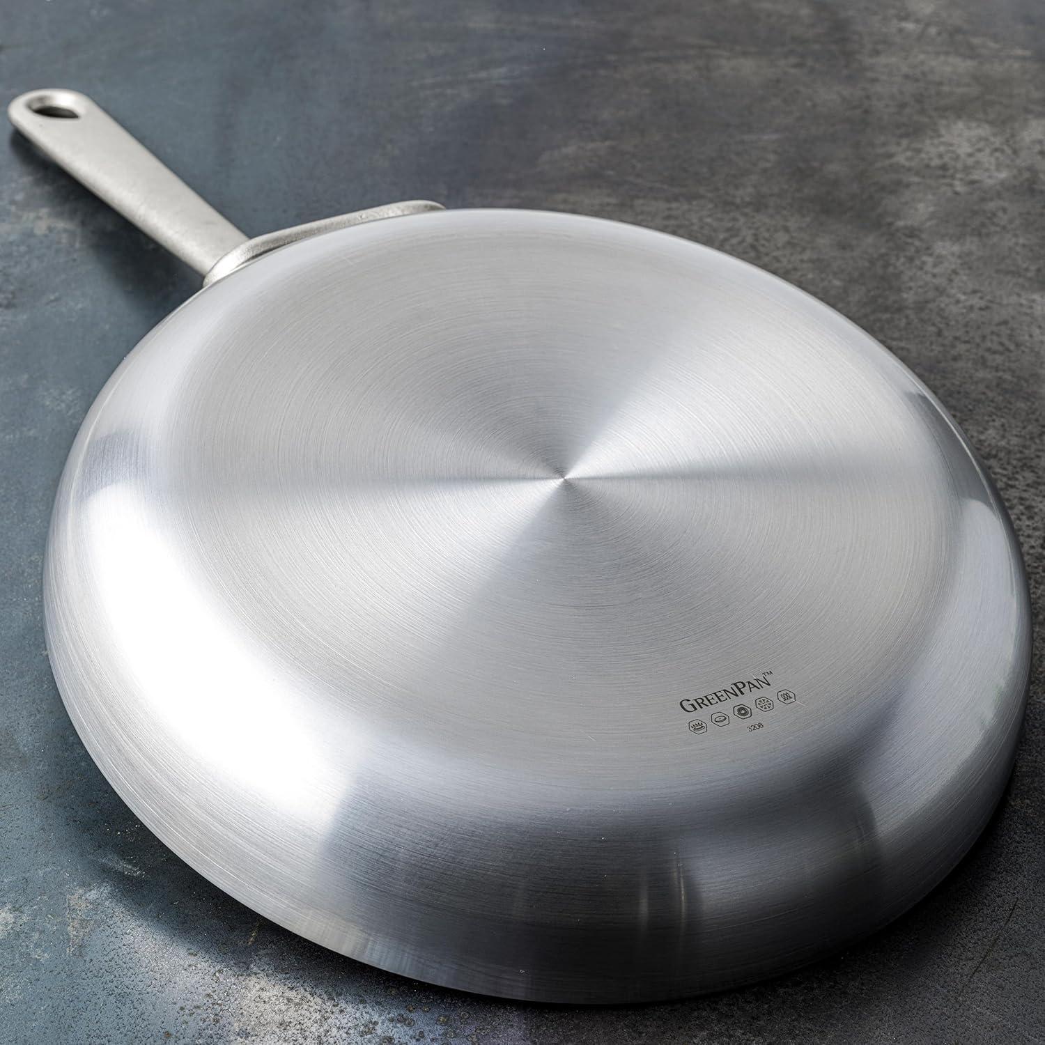 GreenPan Craft Steel 10-Piece Cookware Set with Bonus Pan Protectors, Silver