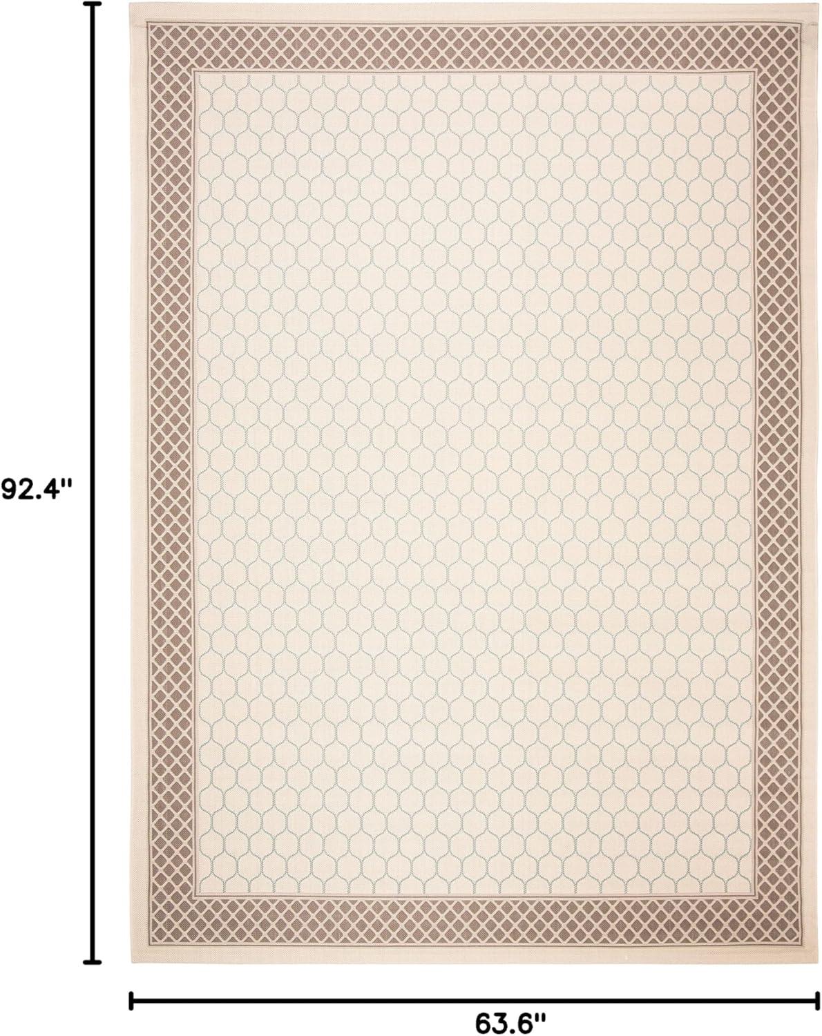 SAFAVIEH Courtyard Noelle Bordered Indoor/Outdoor Area Rug, Light Grey/Anthracite, 5'3" x 7'7"