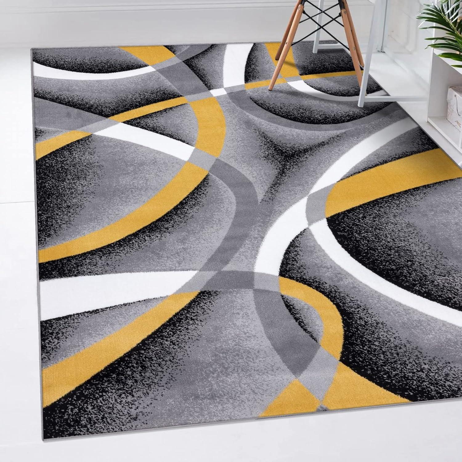 Luxe Weavers Victoria Collection Yellow 7x10 Modern Abstract Area Rug