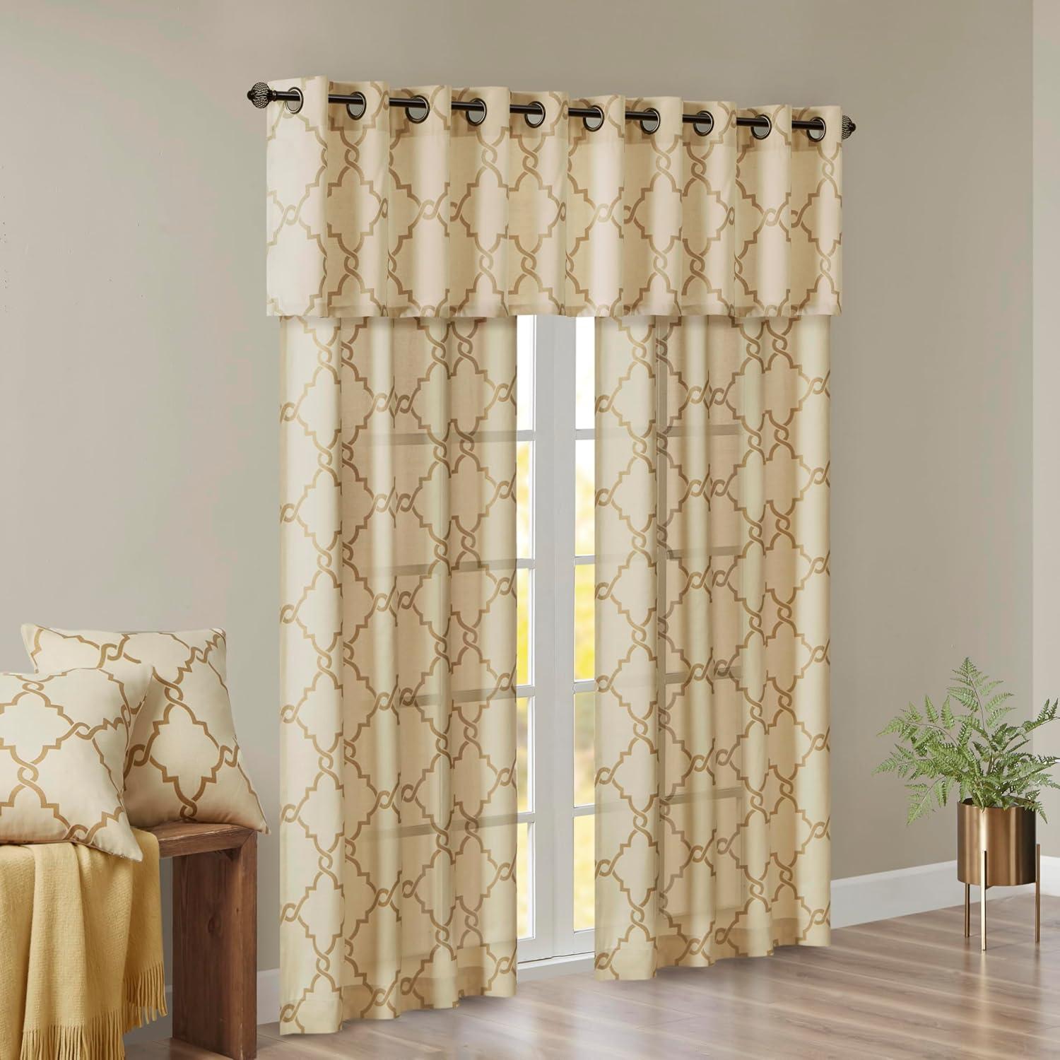 Madison Park Saratoga Fretwork Print Grommet Top Single Window Valance