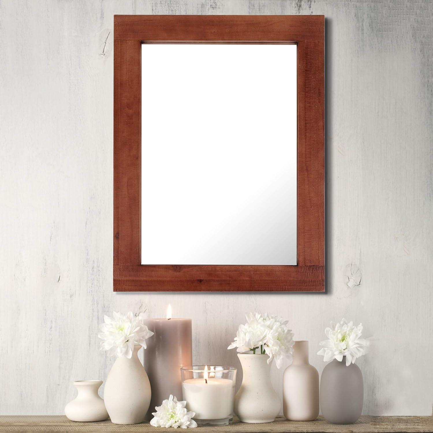 Stonebriar 24" x 18" Redwood Country Rustic Rectangle Wood Wall Mirror