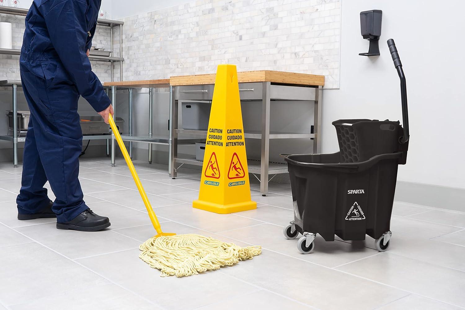 SPARTA 7690403 Omnifit Plastic Mop Bucket For Cleaning, 35 Quarts, Black