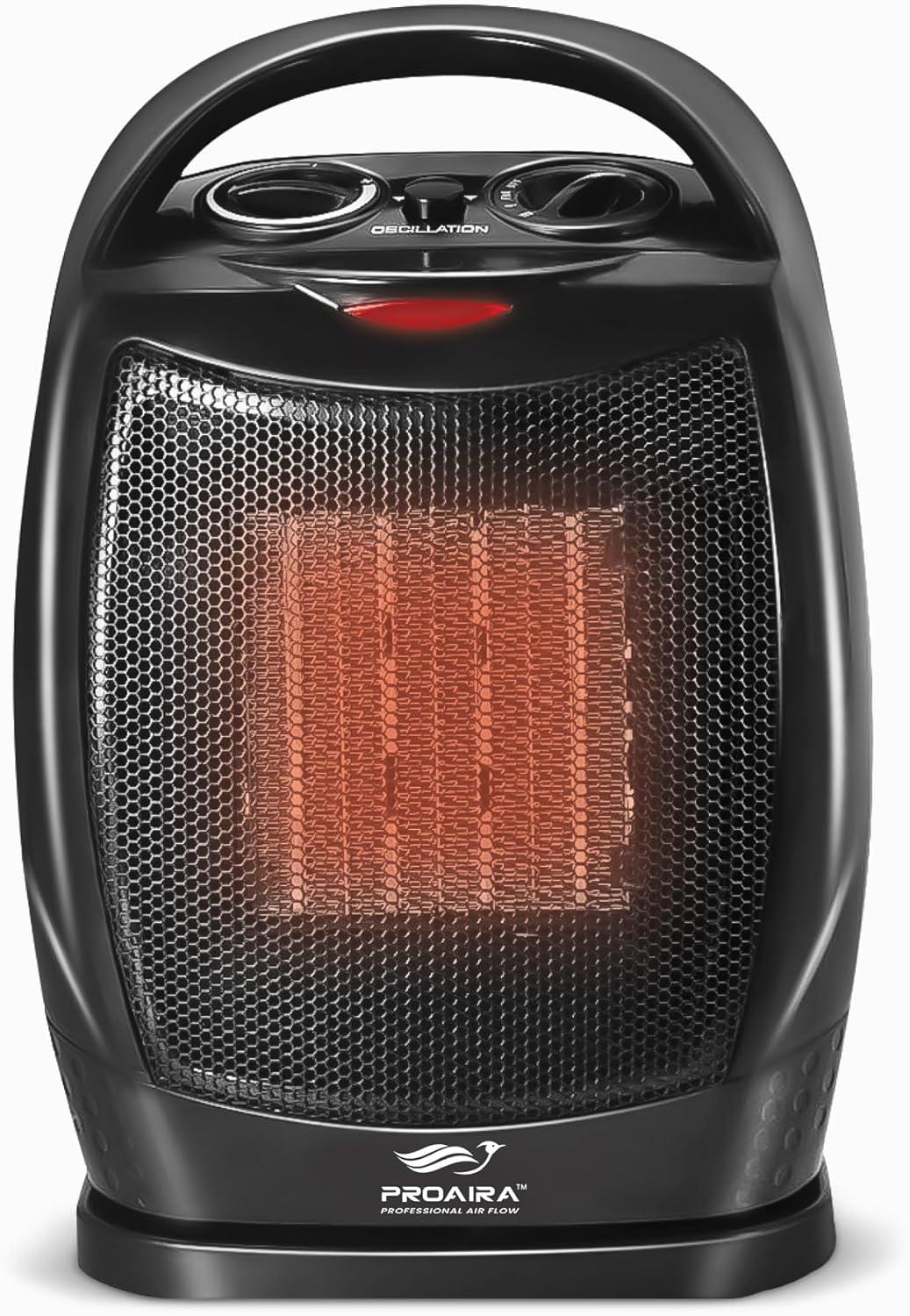 Proaira 750 Watt 5120 BTU Electric Compact Space Heater with Adjustable Thermostat