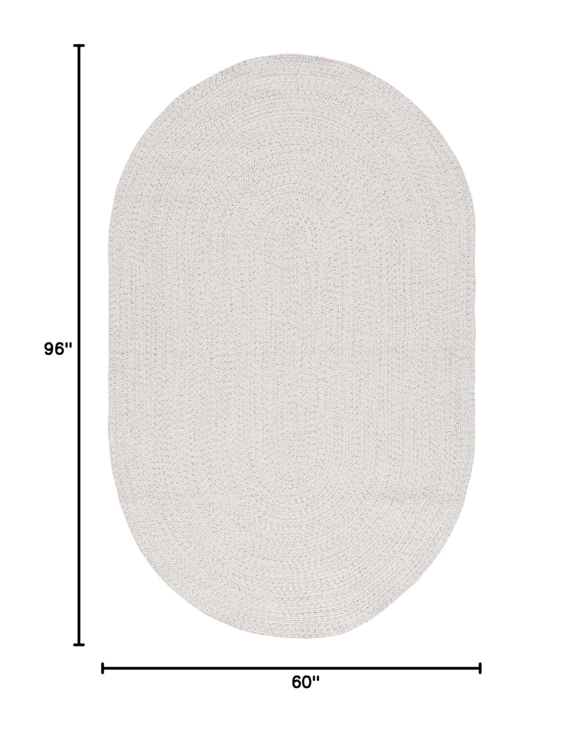 Braided BRA201 Hand Woven Indoor Machine Washable Area Rug - Ivory/Light Grey - 5'x8' Oval - Safavieh