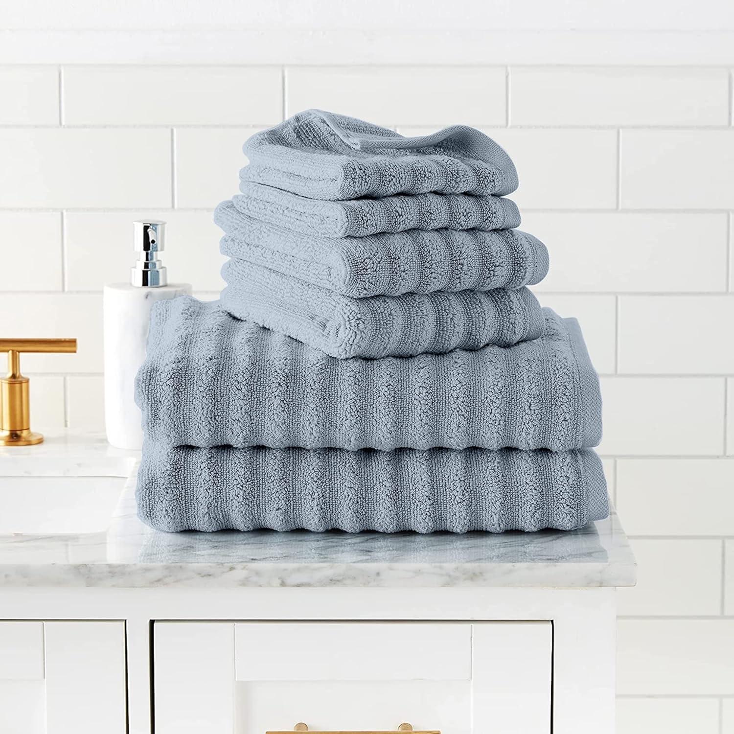 Modern Threads Luxury 100% Cotton 6-pc Wavy Towel Set, Blue
