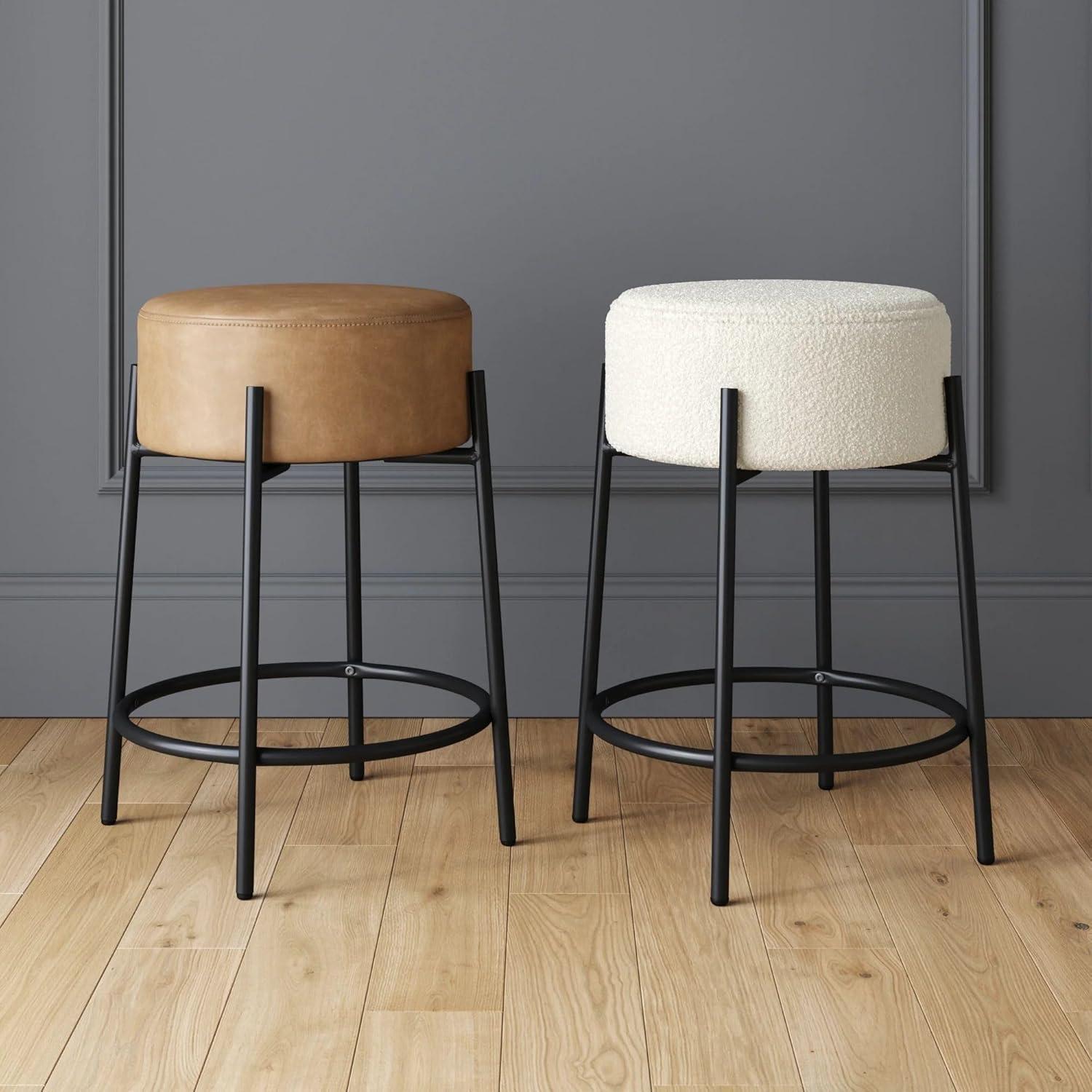 Upholstered Counter Stool with Metal Frame