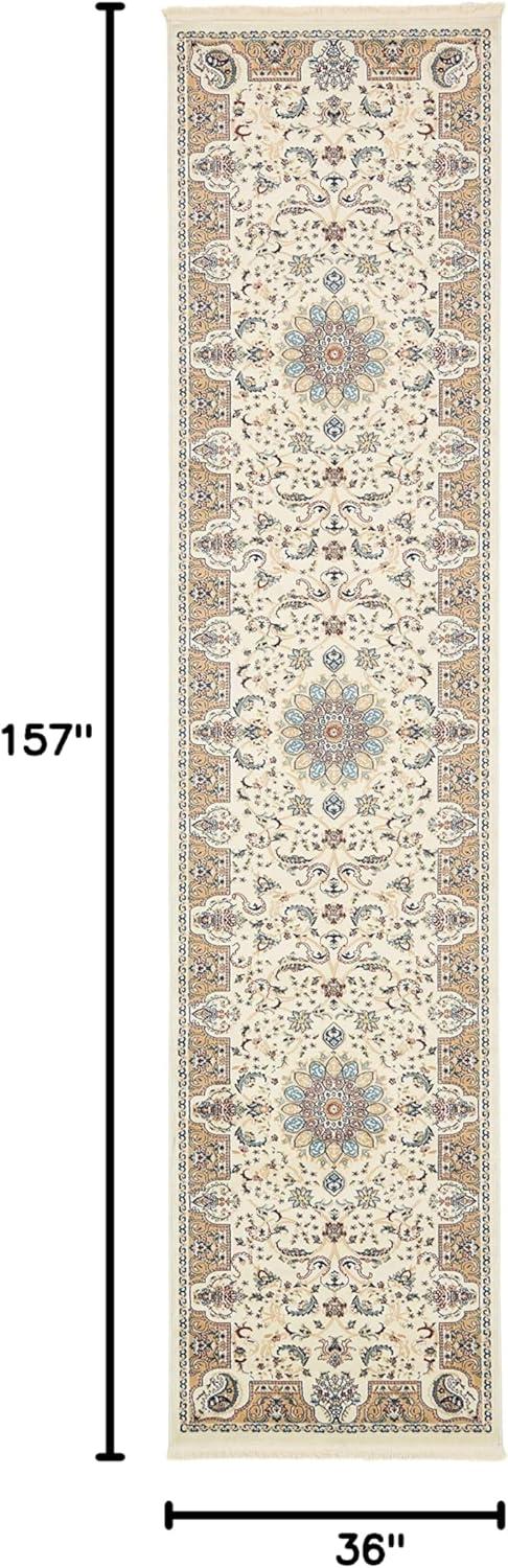 Unique Loom Newcastle Narenj Rug Ivory/Beige 3' x 13' 1" Runner Floral Traditional Perfect For Bathroom Hallway Mud Room Laundry Room