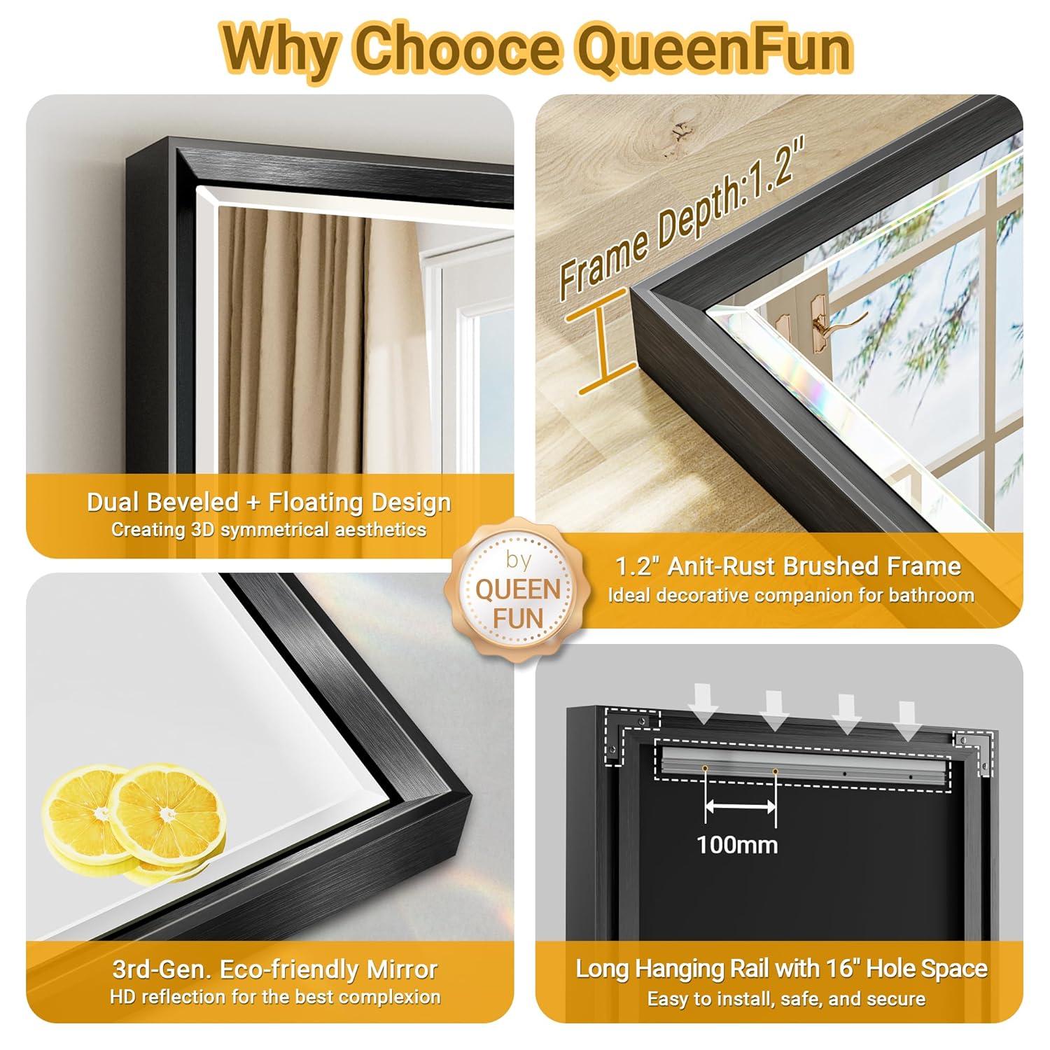 Decorative Wall Mirror Beveled Design, Bathroom Vanity Mirror Accent Mirror Finish