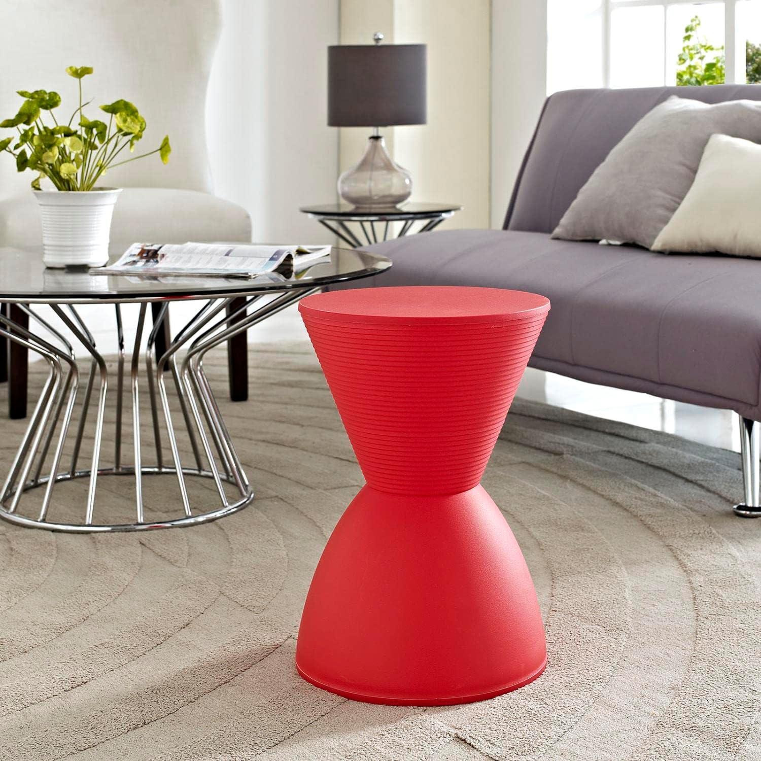 Ripple Red Modern 12" Polypropylene Accent Stool/Side Table