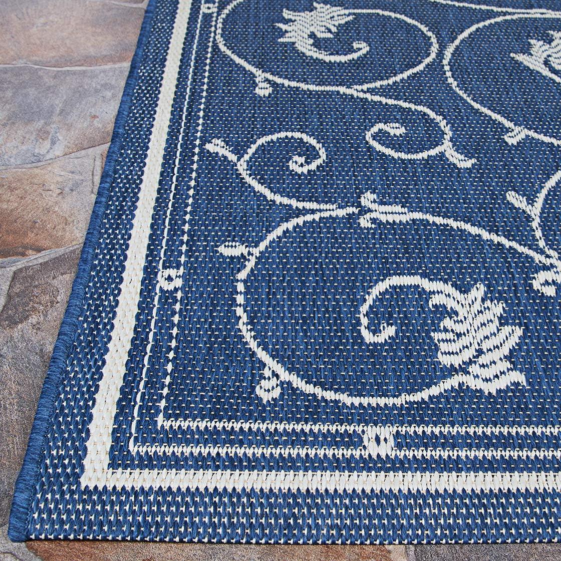 Couristan Recife Veranda Indoor / Outdoor Area Rug, Ivory- Indigo Blue, 3'9" x 5'5"