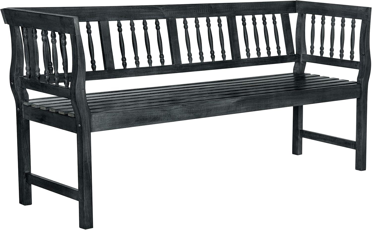 Brentwood Gray and Beige Acacia Wood Outdoor Bench