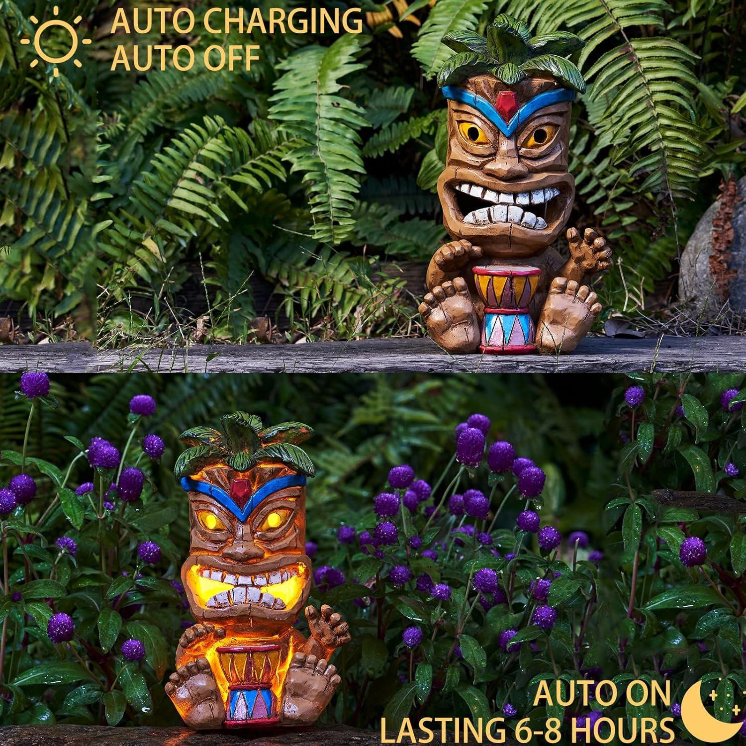 Easter Solar Tiki Totem with Woodpecker Lights