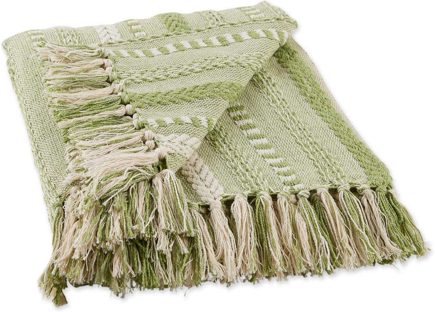 DII 50x60" Modern Cotton Braided Stripe Throw in Antique Green