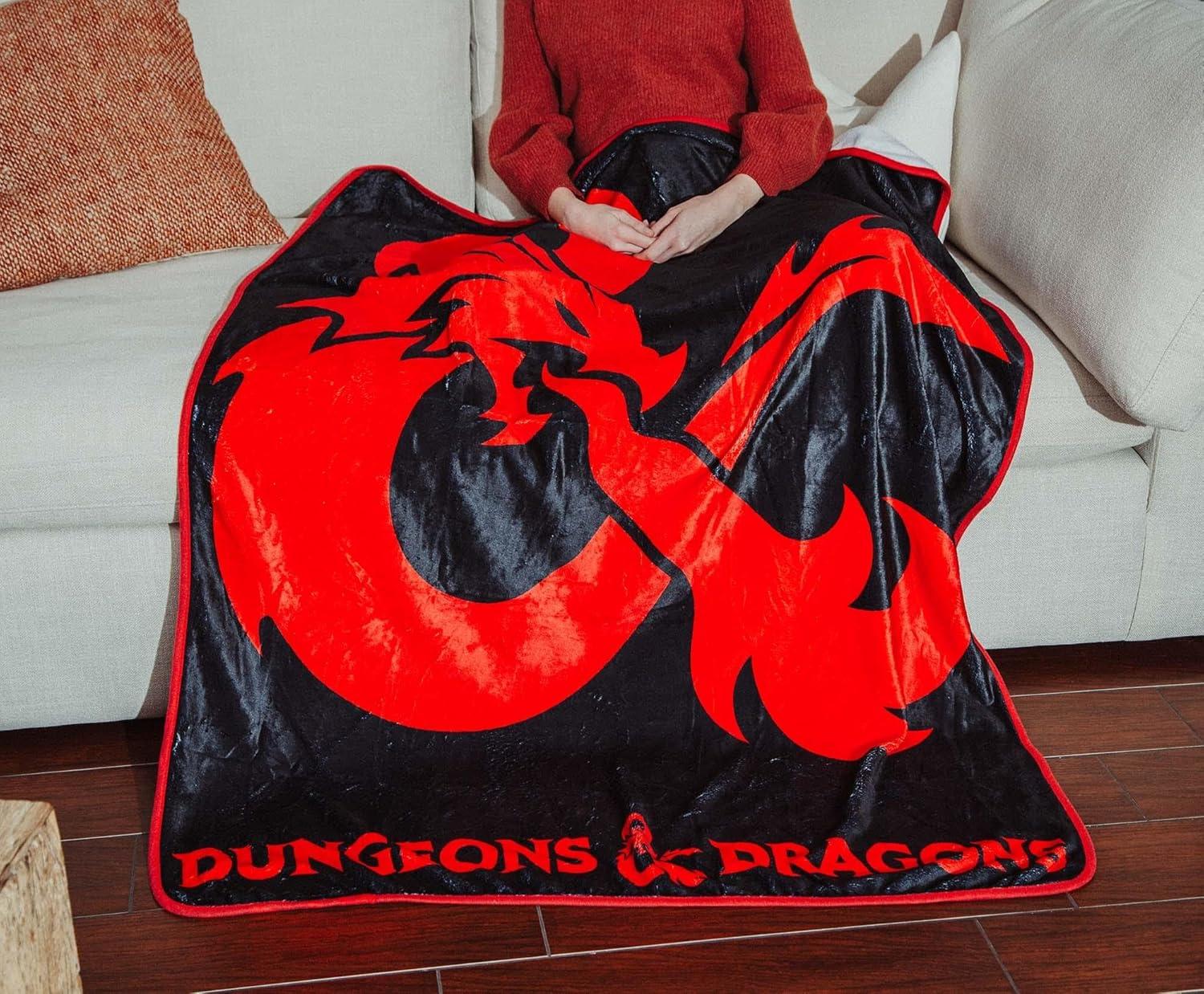 Surreal Entertainment Dungeons & Dragons Logo Fleece Throw Blanket | 45 x 60 Inches