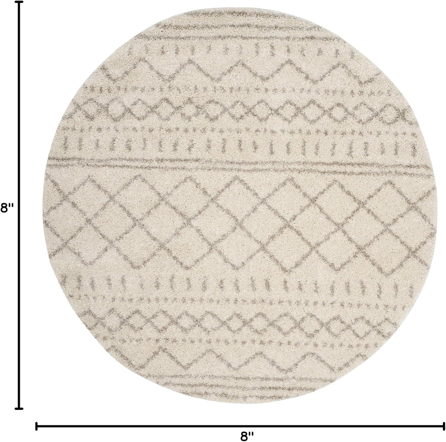SAFAVIEH Arizona Teagan Geometric Shag Area Rug, Ivory/Beige, 8' x 8' Round