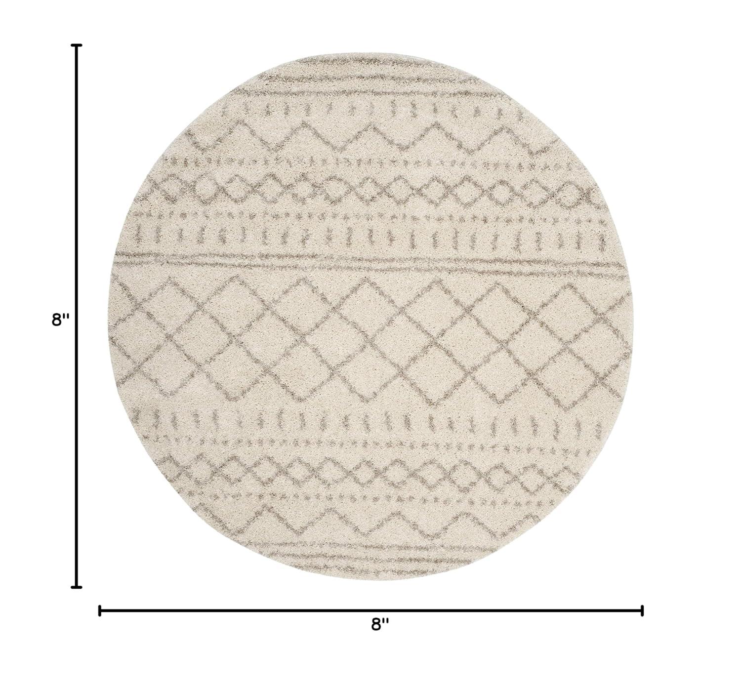 SAFAVIEH Arizona Teagan Geometric Shag Area Rug, Ivory/Beige, 8' x 8' Round